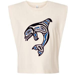 Killer Whale Orca Pacific NW Native American Indian Garment-Dyed Women's Muscle Tee