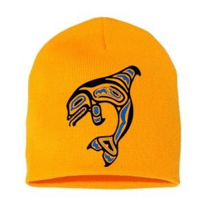 Killer Whale Orca Pacific NW Native American Indian Short Acrylic Beanie