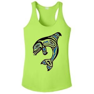 Killer Whale Orca Pacific NW Native American Indian Ladies PosiCharge Competitor Racerback Tank