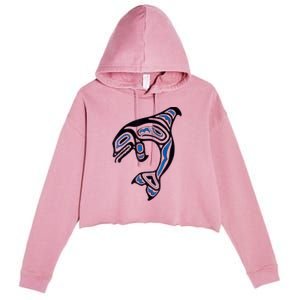 Killer Whale Orca Pacific NW Native American Indian Crop Fleece Hoodie