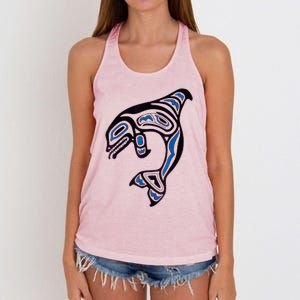 Killer Whale Orca Pacific NW Native American Indian Women's Knotted Racerback Tank