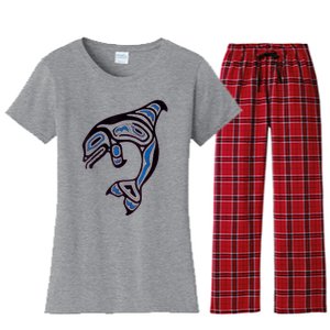 Killer Whale Orca Pacific NW Native American Indian Women's Flannel Pajama Set