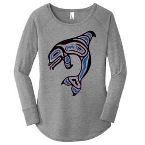 Killer Whale Orca Pacific NW Native American Indian Women's Perfect Tri Tunic Long Sleeve Shirt