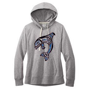 Killer Whale Orca Pacific NW Native American Indian Women's Fleece Hoodie