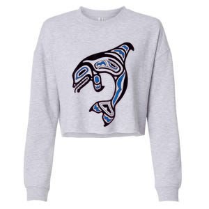 Killer Whale Orca Pacific NW Native American Indian Cropped Pullover Crew