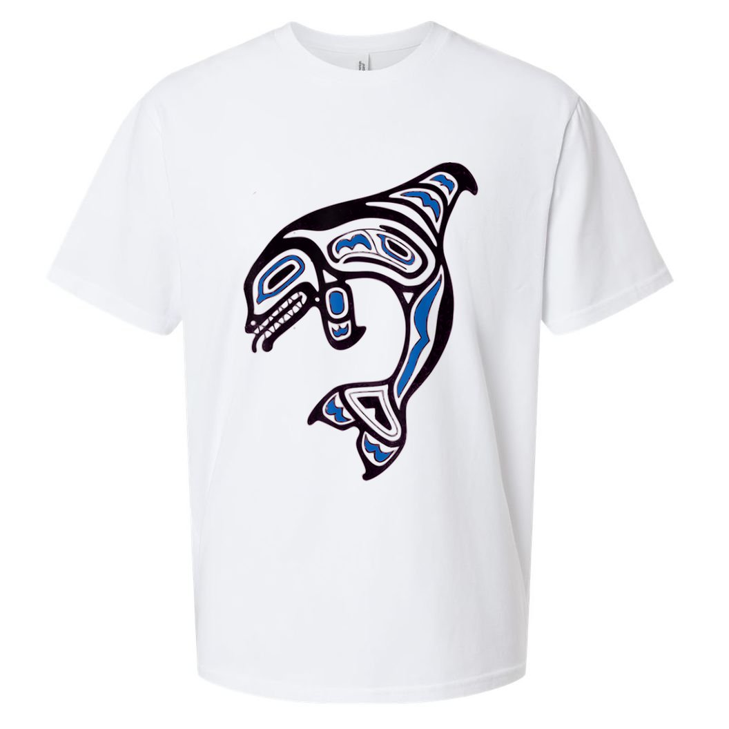 Killer Whale Orca Pacific NW Native American Indian Sueded Cloud Jersey T-Shirt