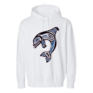 Killer Whale Orca Pacific NW Native American Indian Garment-Dyed Fleece Hoodie