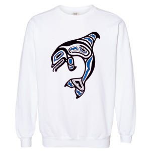 Killer Whale Orca Pacific NW Native American Indian Garment-Dyed Sweatshirt