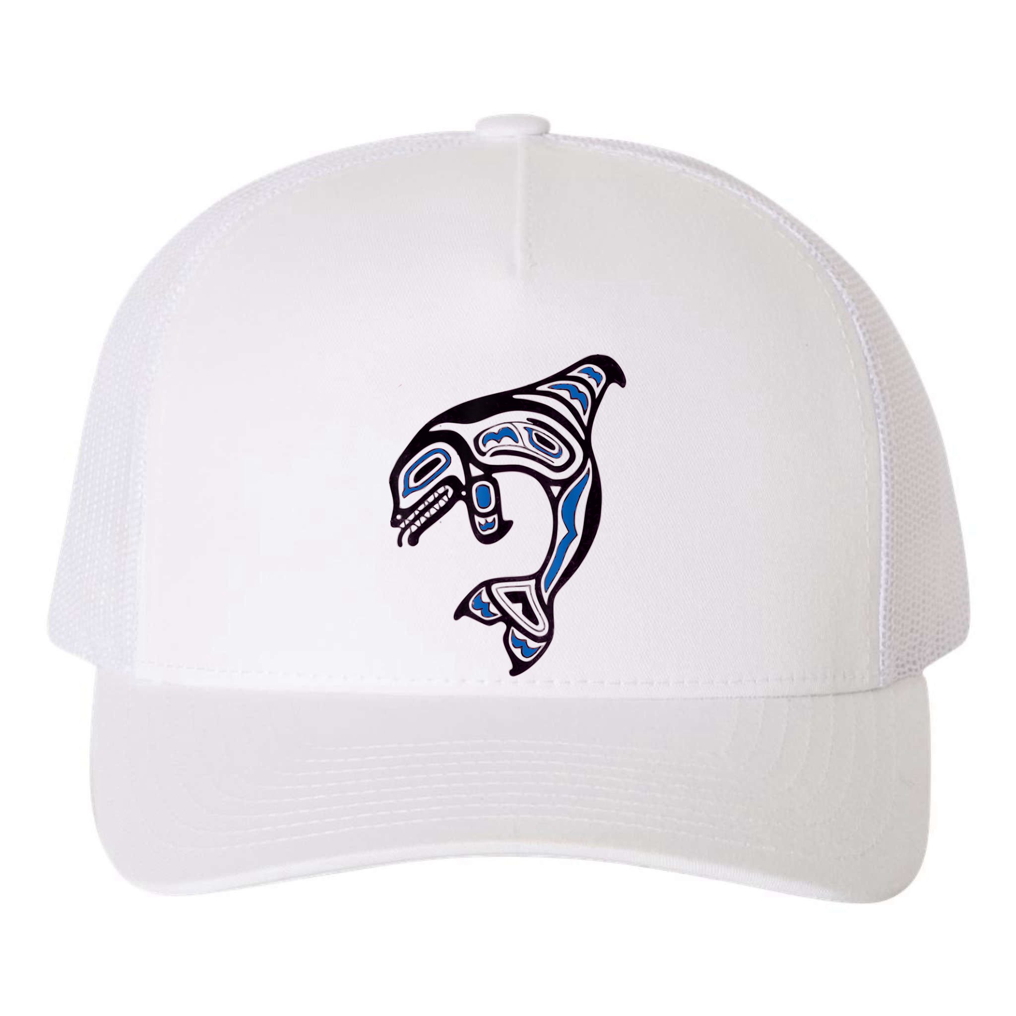 Killer Whale Orca Pacific NW Native American Indian Yupoong Adult 5-Panel Trucker Hat