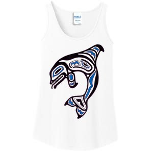 Killer Whale Orca Pacific NW Native American Indian Ladies Essential Tank