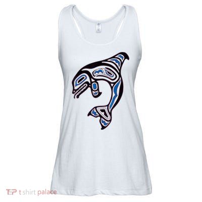 Killer Whale Orca Pacific NW Native American Indian Ladies Essential Flowy Tank