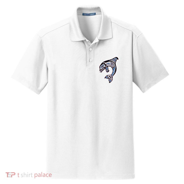 Killer Whale Orca Pacific NW Native American Indian Dry Zone Grid Polo