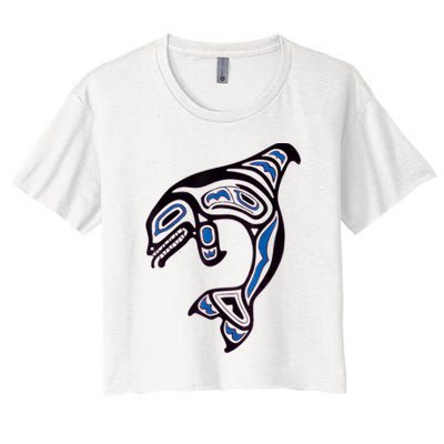 Killer Whale Orca Pacific NW Native American Indian Crop Top