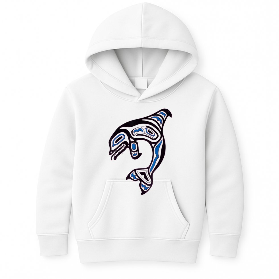 Killer Whale Orca Pacific NW Native American Indian Kids Hoodie