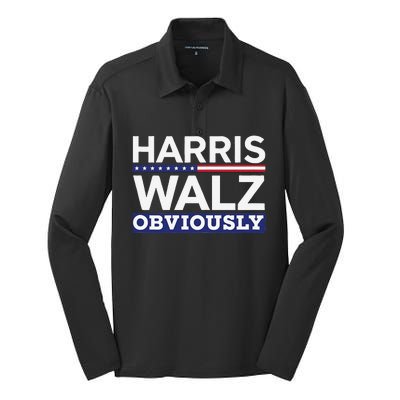 Kamala Walz Obviously 2024 Harris Waltz 2024 Election Silk Touch Performance Long Sleeve Polo