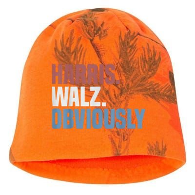 Kamala Walz Obviously 2024 Harris Waltz 2024 Election Kati - Camo Knit Beanie