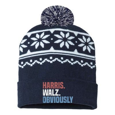 Kamala Walz Obviously 2024 Harris Waltz 2024 Election USA-Made Snowflake Beanie