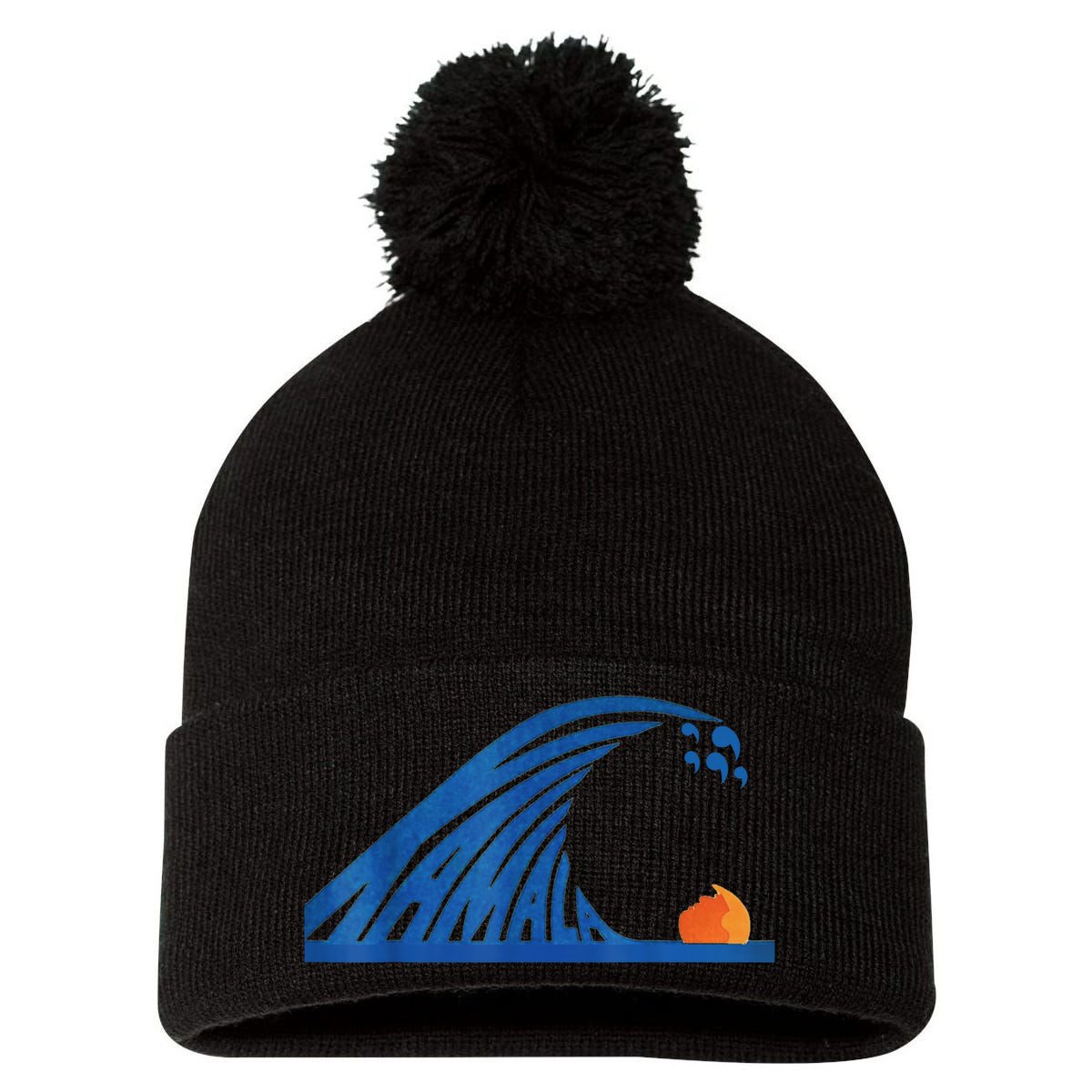 Gary Taxali Kamala Wave Pom Pom 12in Knit Beanie