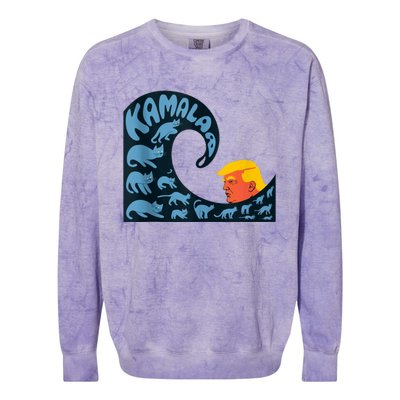 Gary Taxali Kamala Wave Blue Cats Colorblast Crewneck Sweatshirt