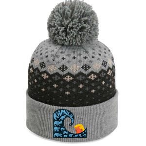 Gary Taxali Kamala Wave Blue Cats The Baniff Cuffed Pom Beanie