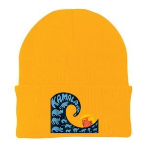 Gary Taxali Kamala Wave Blue Cats Knit Cap Winter Beanie