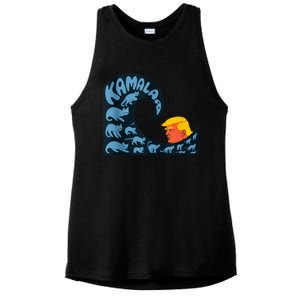 Gary Taxali Kamala Wave Blue Cats Ladies PosiCharge Tri-Blend Wicking Tank