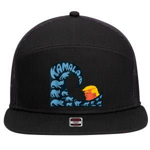 Gary Taxali Kamala Wave Blue Cats 7 Panel Mesh Trucker Snapback Hat