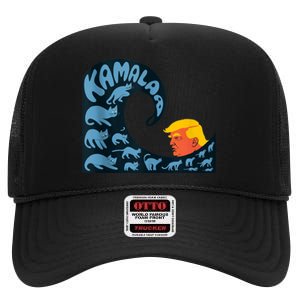 Gary Taxali Kamala Wave Blue Cats High Crown Mesh Back Trucker Hat