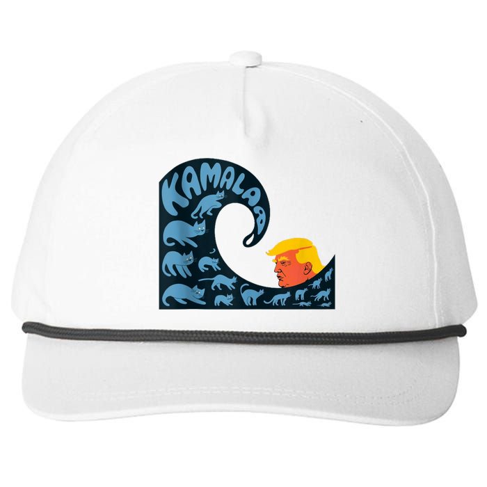 Gary Taxali Kamala Wave Blue Cats Snapback Five-Panel Rope Hat