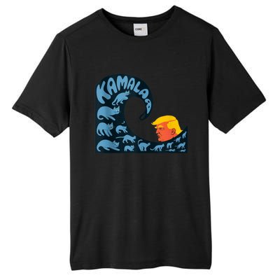 Gary Taxali Kamala Wave Blue Cats Tall Fusion ChromaSoft Performance T-Shirt