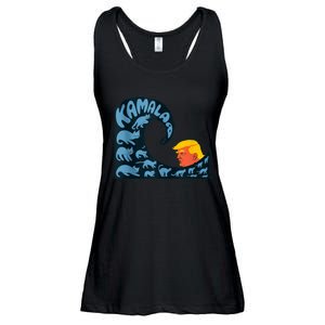 Gary Taxali Kamala Wave Blue Cats Ladies Essential Flowy Tank