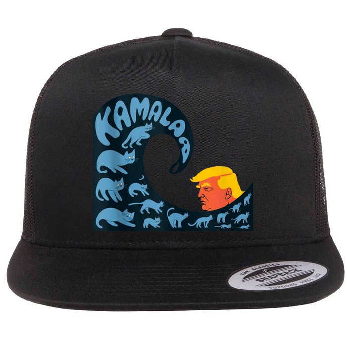 Gary Taxali Kamala Wave Blue Cats Flat Bill Trucker Hat