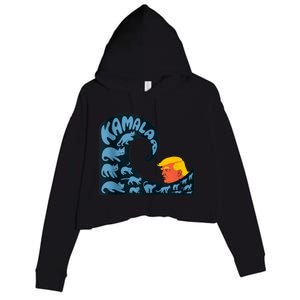 Gary Taxali Kamala Wave Blue Cats Crop Fleece Hoodie