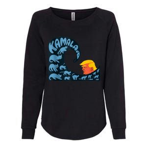 Gary Taxali Kamala Wave Blue Cats Womens California Wash Sweatshirt