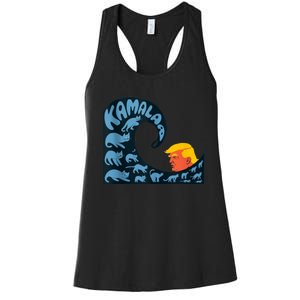 Gary Taxali Kamala Wave Blue Cats Women's Racerback Tank