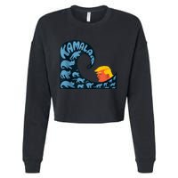 Gary Taxali Kamala Wave Blue Cats Cropped Pullover Crew