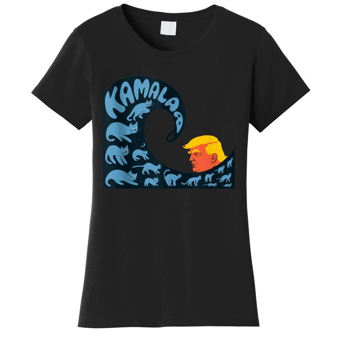 Gary Taxali Kamala Wave Blue Cats Women's T-Shirt