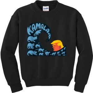 Gary Taxali Kamala Wave Blue Cats Kids Sweatshirt