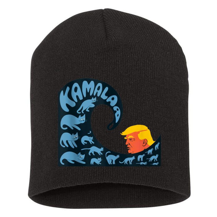 Gary Taxali Kamala Wave Blue Cats Short Acrylic Beanie