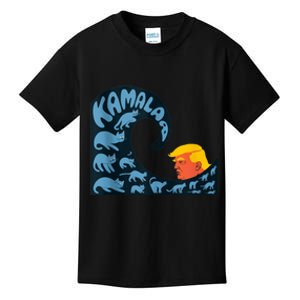 Gary Taxali Kamala Wave Blue Cats Kids T-Shirt