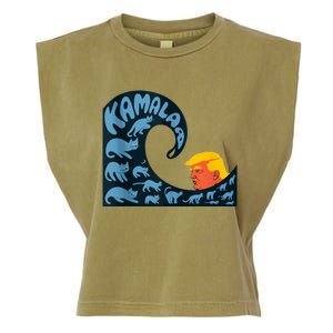 Gary Taxali Kamala Wave Blue Cats Garment-Dyed Women's Muscle Tee