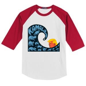 Gary Taxali Kamala Wave Blue Cats Kids Colorblock Raglan Jersey