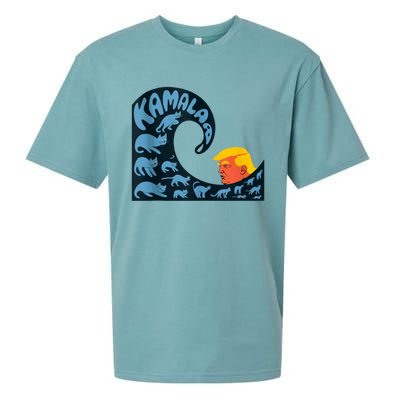 Gary Taxali Kamala Wave Blue Cats Sueded Cloud Jersey T-Shirt