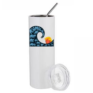 Gary Taxali Kamala Wave Blue Cats Stainless Steel Tumbler