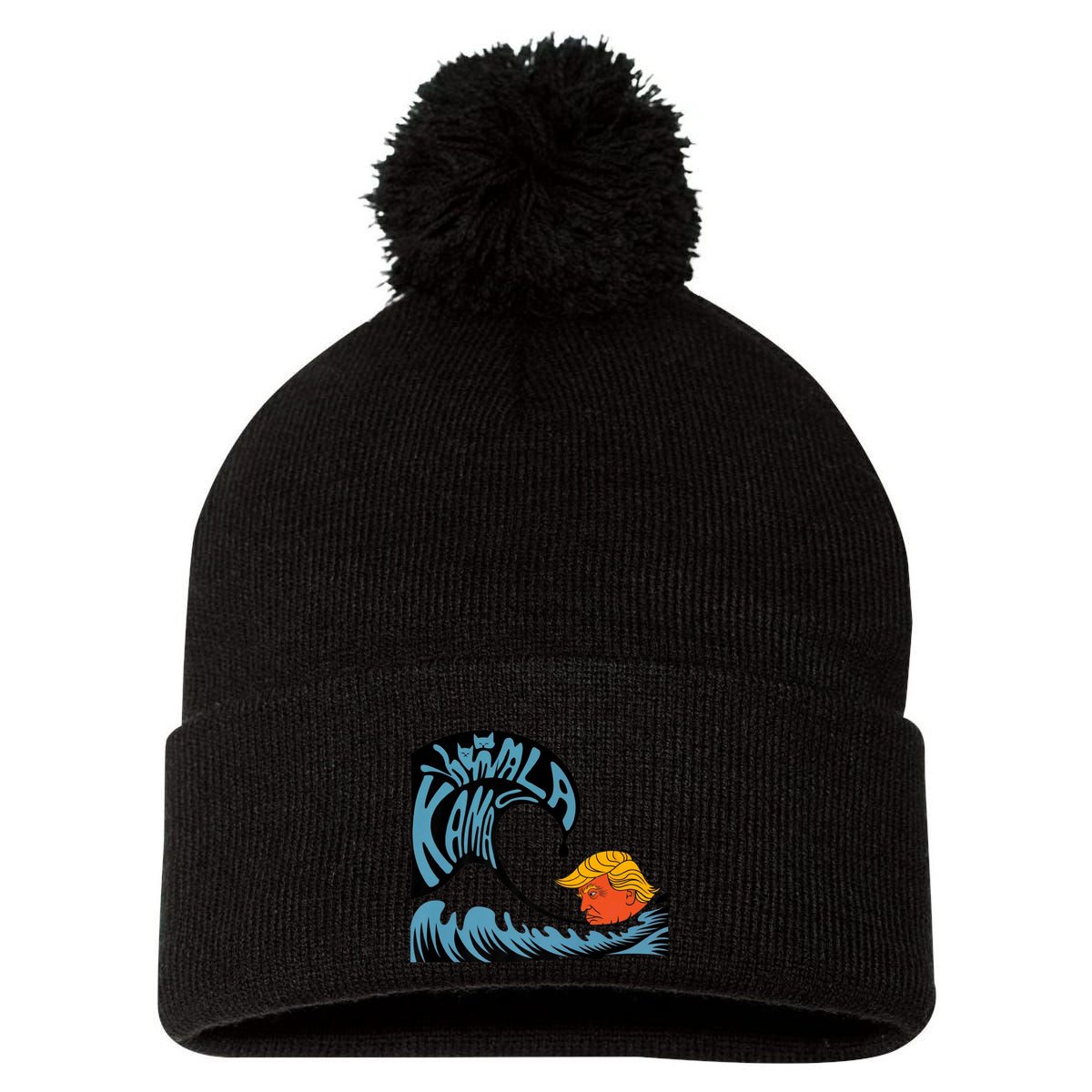 Gary Taxali Kamala Wave Pom Pom 12in Knit Beanie