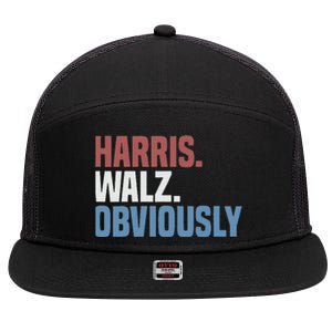 Kamala Walz Obviously 2024 Harris Waltz 2024 Election Gift 7 Panel Mesh Trucker Snapback Hat