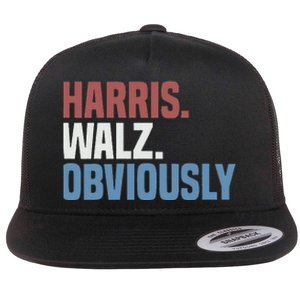 Kamala Walz Obviously 2024 Harris Waltz 2024 Election Gift Flat Bill Trucker Hat