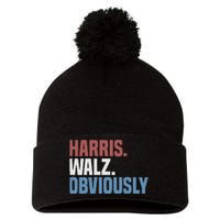 Kamala Walz Obviously 2024 Harris Waltz 2024 Election Gift Pom Pom 12in Knit Beanie