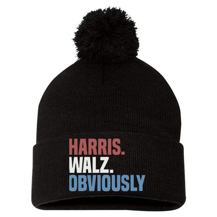 Kamala Walz Obviously 2024 Harris Waltz 2024 Election Gift Pom Pom 12in Knit Beanie