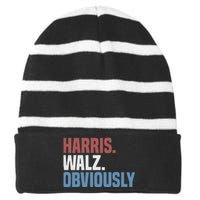 Kamala Walz Obviously 2024 Harris Waltz 2024 Election Gift Striped Beanie with Solid Band